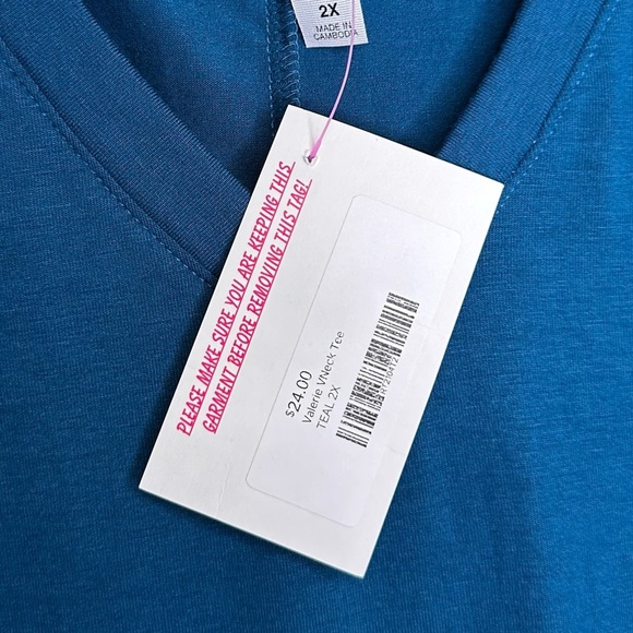 NWT Zenana Premium Teal V-Neck Short Sleeve Tee Size 2X - Picture 4 of 5
